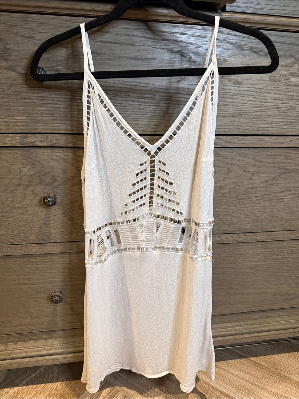 Lulu's White Crochet V-Neck Swim Coverup
